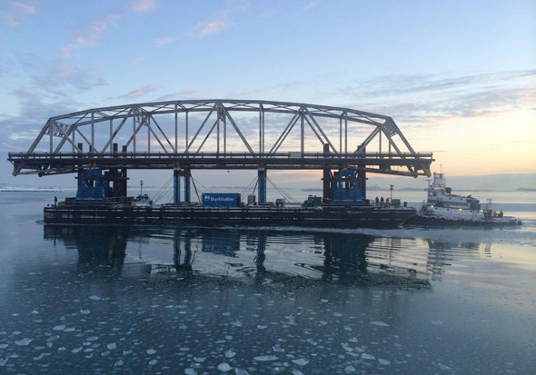 Long Island bridge segment under way