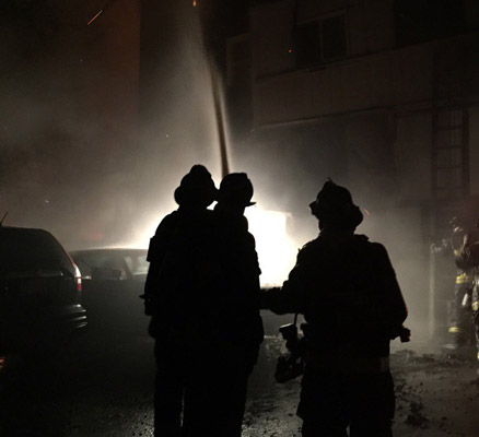 Firefighters at the scene