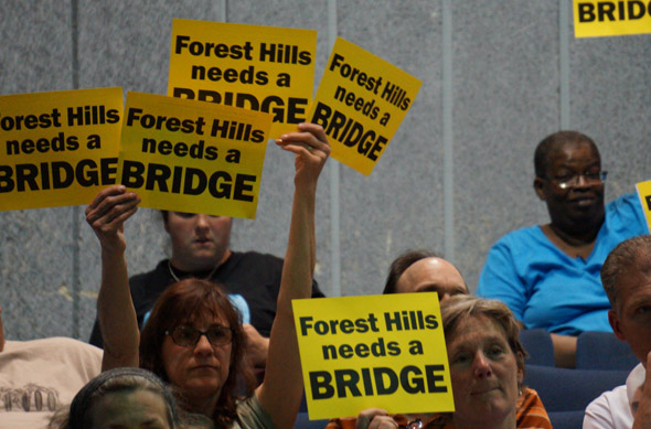 Pro-bridge people in Jamaica Plain