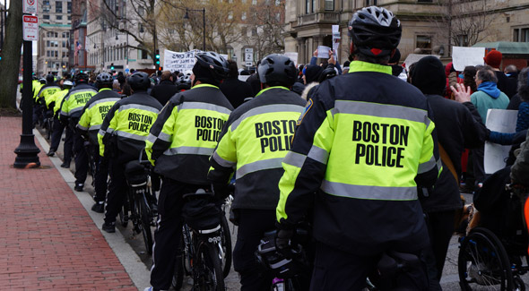 Black Lives Matter bicycle cops on Arlington Street