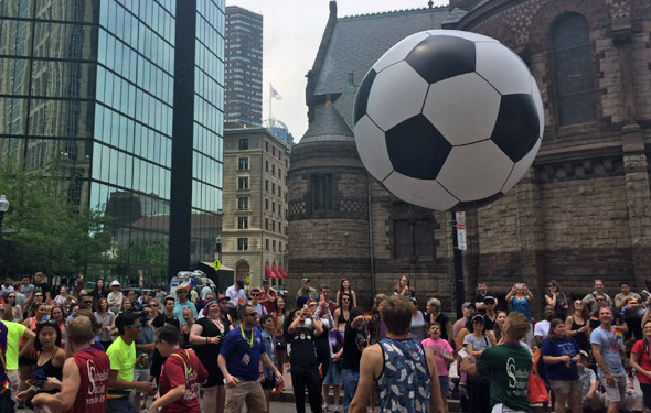 Giant soccer ball at Pride