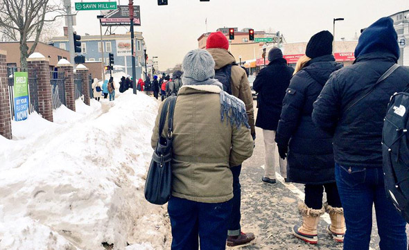 Waiting for a bus at Savin Hill