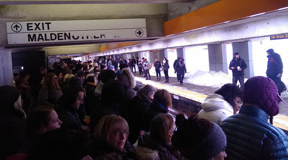 Wellington on the Orange Line in the snow