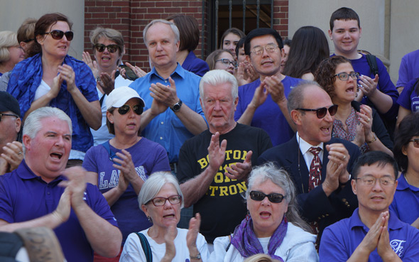 Boston Latin parents and alumni at rally