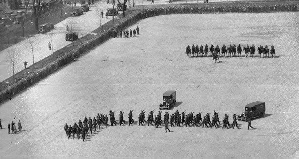 Boston officers practicing to shoot Commies