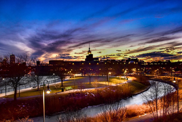 Sunset over the Museum of Science