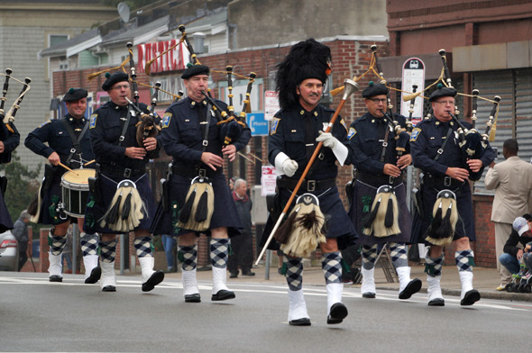 Bagpipers in Roslindale Day parade