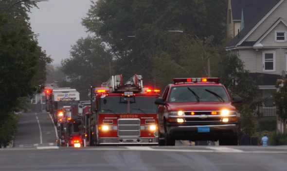 Firetrucks in Roslindale Day parade