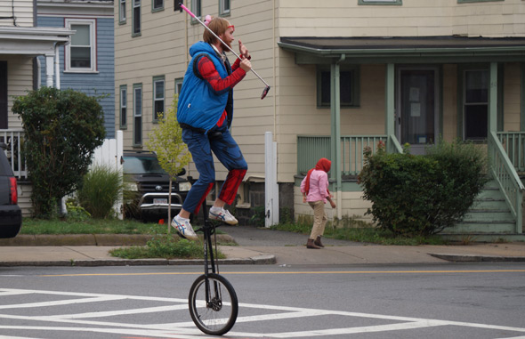 Unicyclist in Roslindale Day parade