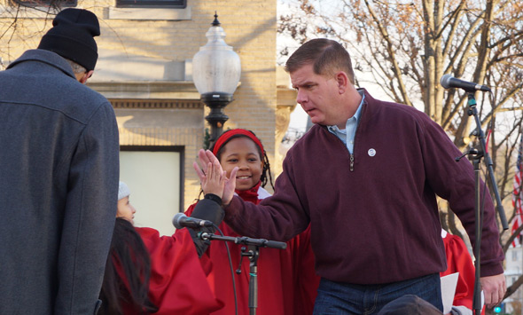 Marty Walsh in Roslindale