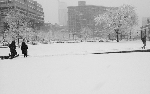 Snow on the Rose Kennedy Greenway