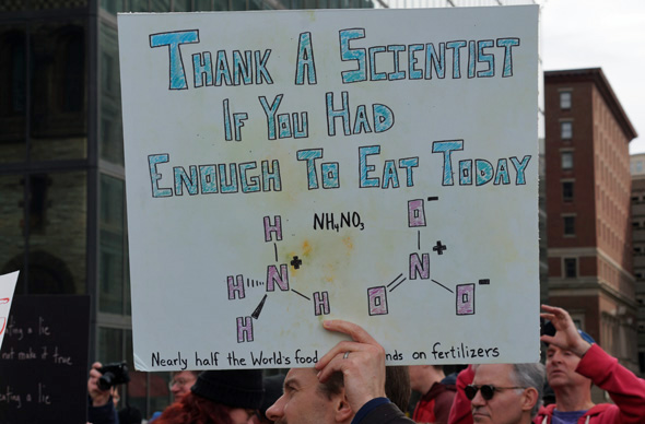 Science protester in Copley Square