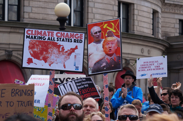 Science protester in Copley Square