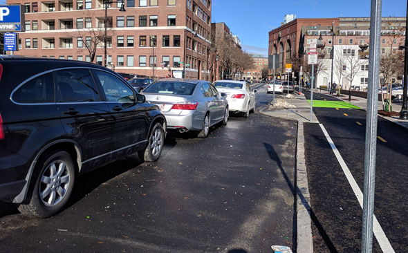 Melted snow and cars