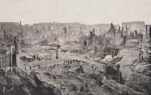 Downtown Boston after the Great Fire of 1872