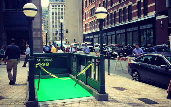 Ghostbusters subway entrance in Boston