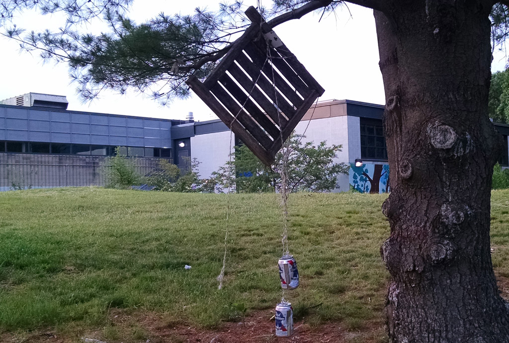 Wind chimes in Ringer Park in Allston