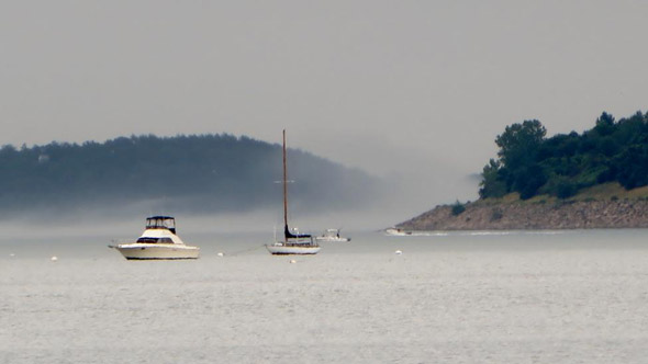 Fog over Boston Harbor islands