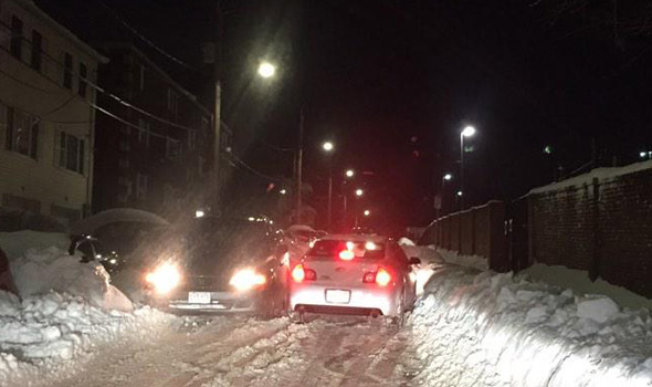 Bynner Street in Jamaica Plain in the snow