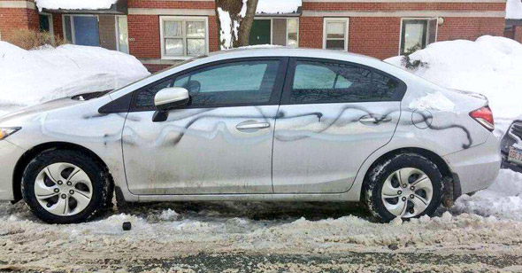 Spray painted car