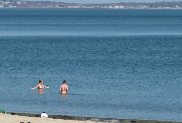 Some braved the water at Revere Beach.