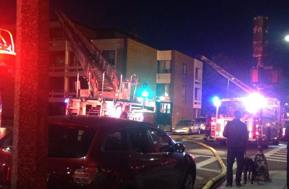 Firefighters on L Street in South Boston