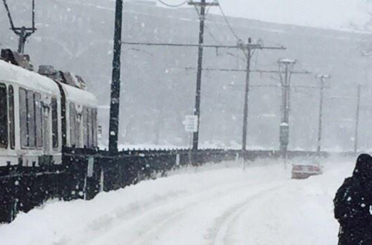 Stuck car on B Line trolley