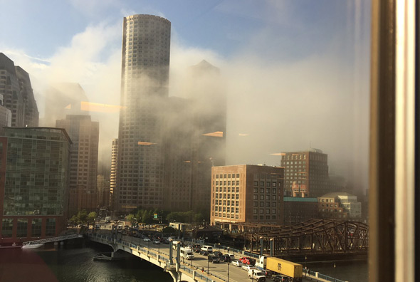 Fog over downtown Boston