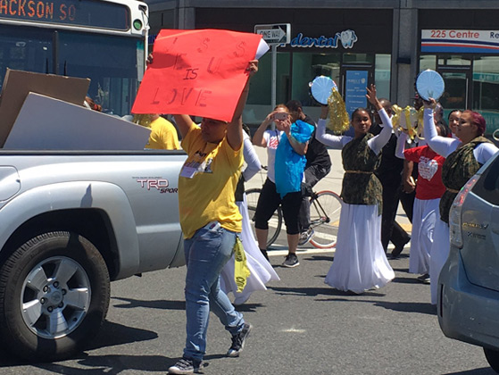 Jesus loves you and traffic in Jamaica Plain