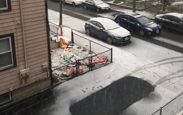 Snow in Davis Square, Somerville