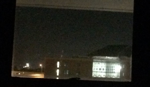 Bright lights from gym at Nashua Street jail