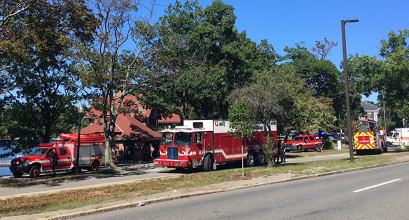 Emergency crews at Jamaica Pond