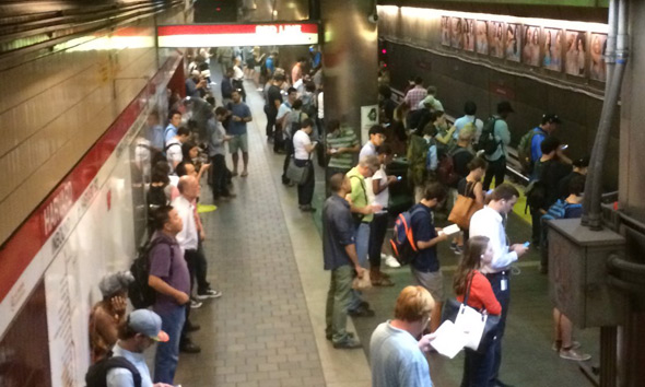 No Red Line train at Harvard Square