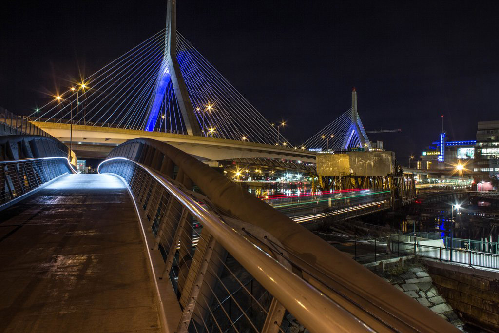 The Zakim Bridge from North Point Park in Cambridge