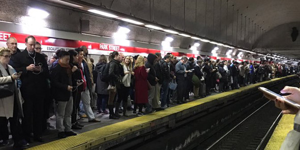 Park Street Red Line station is crowded