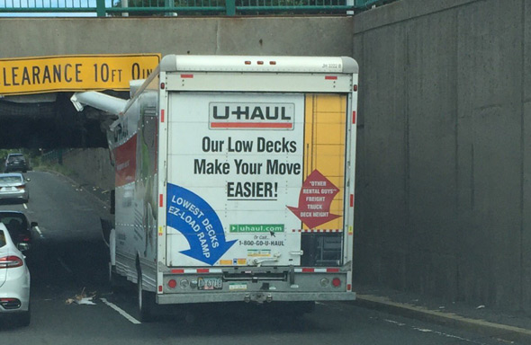 Crushed UHaul in Brighton