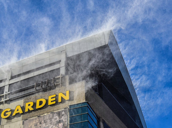 Wind-blown snow at Boston Garden