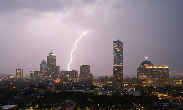 Lightning hits Boston