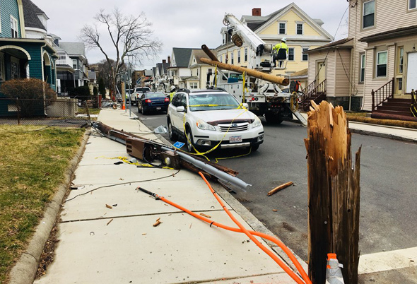 Damaged street in Malden