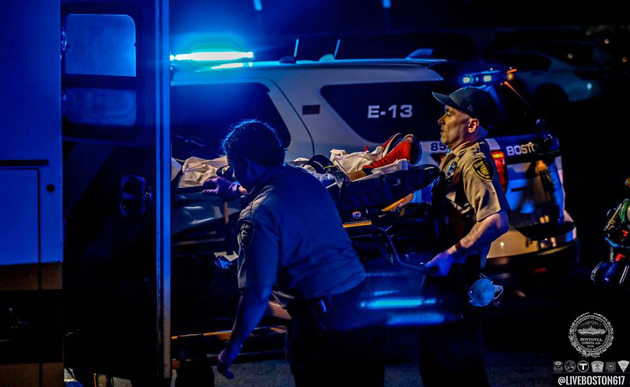 Man being loaded into ambulance