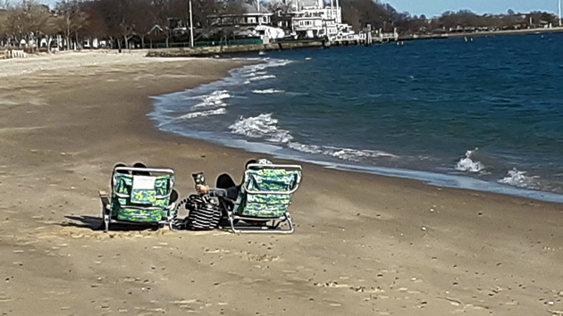 People breaking out the beach chairs in South Boston