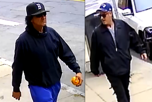 Photos of suspects via BPD, one holding an orange