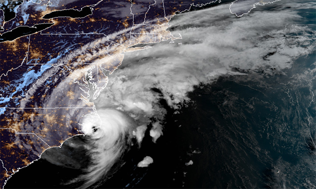 Dorian clouds spread over New England