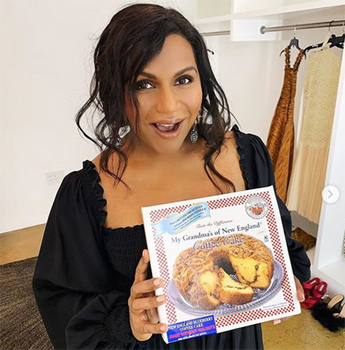 Mindy Kaling with some My Grandma's of New England coffee cake