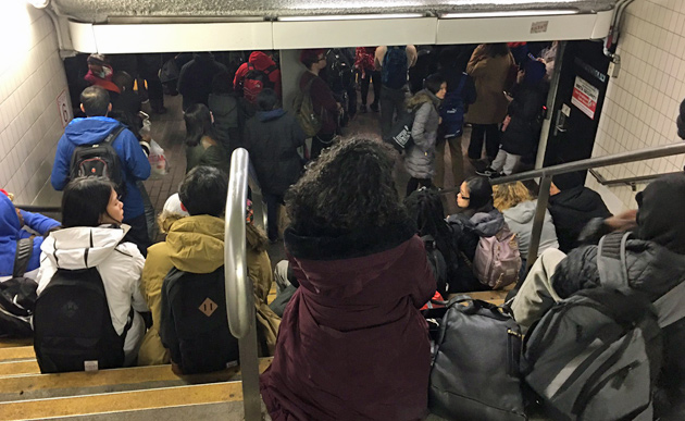 People waiting for the Red Line