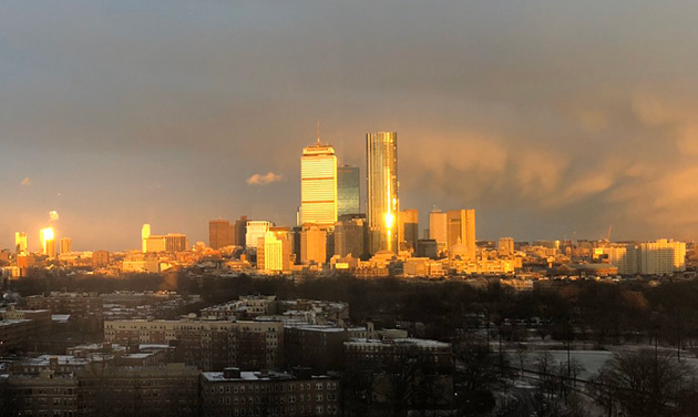 Snow squall leaving Boston