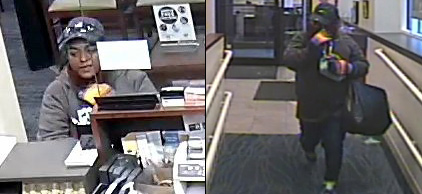 Photos showing woman wanted for South Boston bank robbery