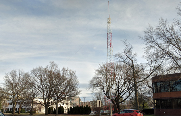 Current WBZ studios, old antenna, site of new building