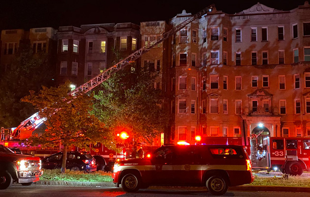 Fire scene at 1191 Boylston St. in the Fenway