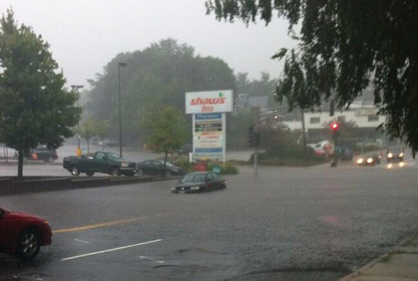 Flooding in front of Shaw's